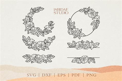 Rose Circle Frame Svg Bundle Floral Wreath Png Clipart Svg Etsy