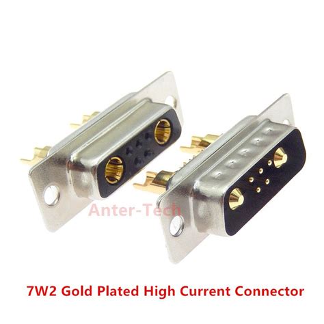 1pcs 7w2 30a Gold Plated Male Female High Current Connector D Sub Adapter Solder Type 5