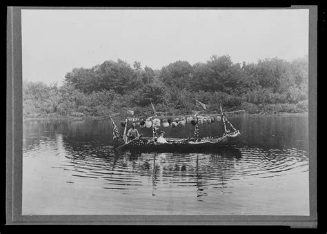 Decorated Canoe On The Charles River Digital Commonwealth