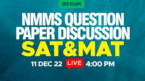 Nmms Question Paper Discussion Sat And Mat Xylem Class 8 Youtube