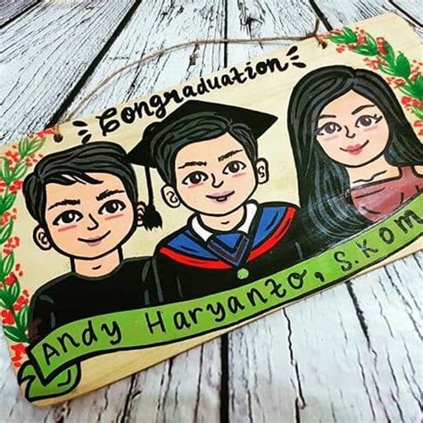 Jual Karikatur Miniatur Talenan Lukis Wajah Handmade Custom Wisuda