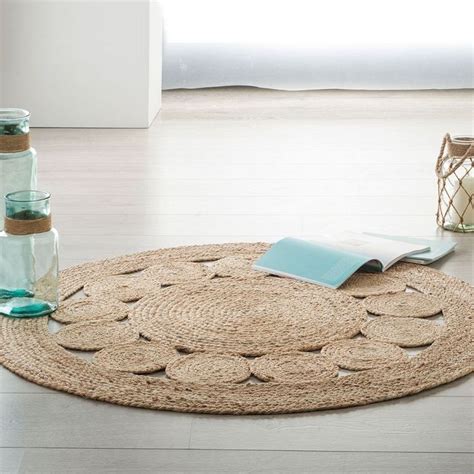 Tapis Jute Beige Ajour Rond En Rosace Tress Ethnique Chic D Cm