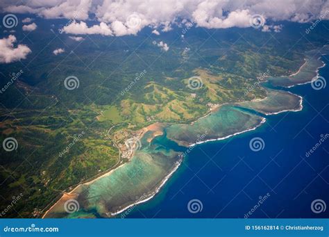 Aerial View of Coral Reef in Fiji Islands Stock Photo - Image of skies ...