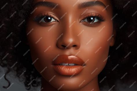 Premium Photo Close Up Portrait Of Beautiful African American Woman With Peach Fuzz Lips And