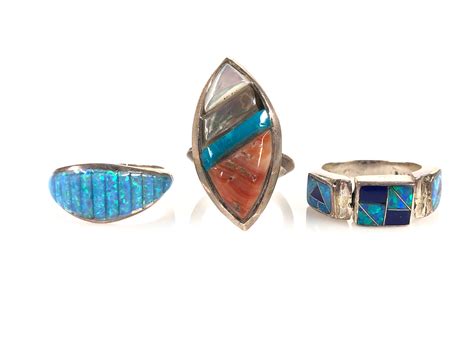 Lot 3pc Sterling Southwest Multi Stone Rings