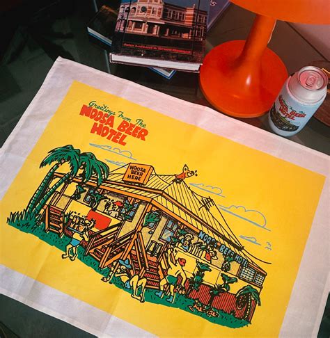 Noosa Beer Hotel Art Tea Towel Noosa Gin Co