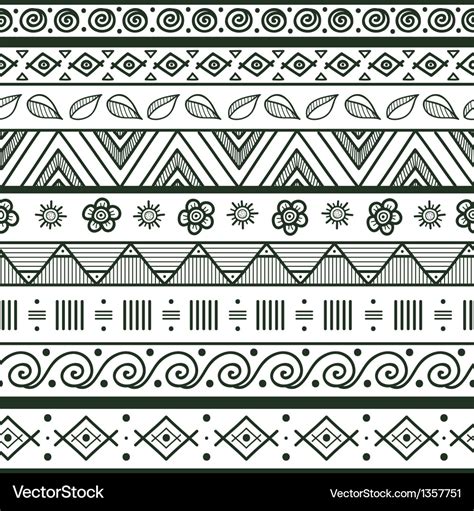 Tribal Striped Hand Drawn Seamless Pattern Vector Image