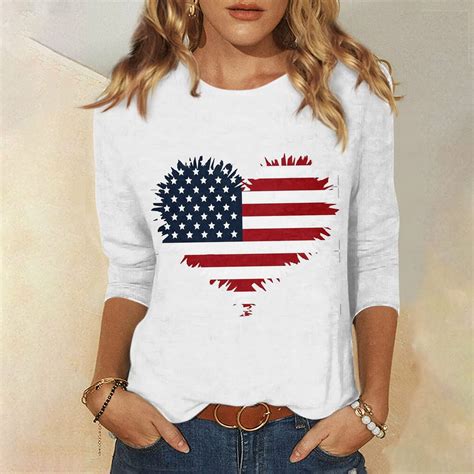 Fanxing 4th Of July For Women Womens Tshirts American Flag T Shirt