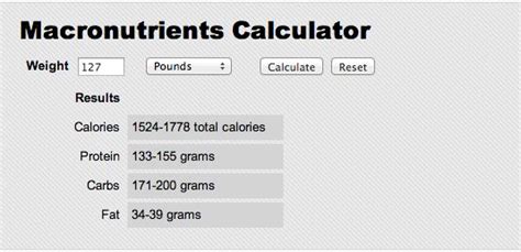 Macronutrient Calculator From