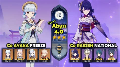 Ayaka Freeze Raiden National Abismo 4 0 Spiral Abyss 12 9