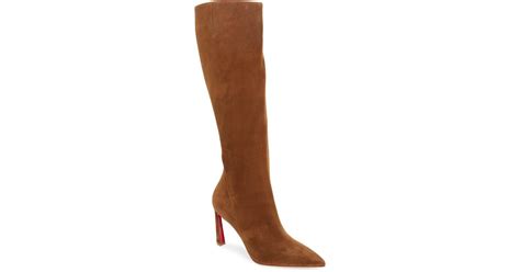 Christian Louboutin Condora Pointed Toe Knee High Boot In Brown Lyst