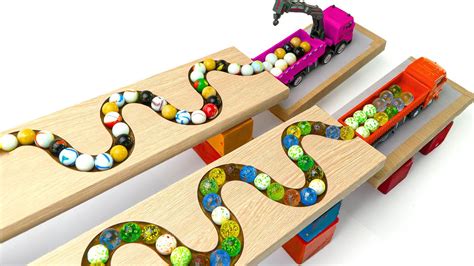 Marble Run Race ASMR Dump Truck Garbage Truck 2HABA Slope Course