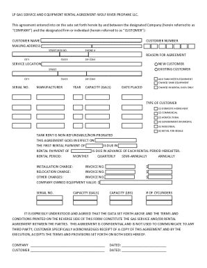 Fillable Online PROPANE GAS Service Equipment Lease Agreement Fax