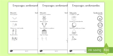 Ficha De Actividad Emparejar Emociones Y Situaciones Emotions Activity