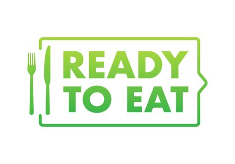 Ready To Eat Meal Sign Label Precooked Food Vector Stock