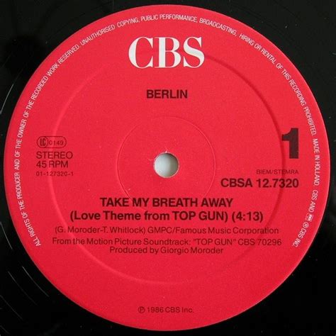 Vinyl-Video: Berlin - Take My Breath Away [1986]