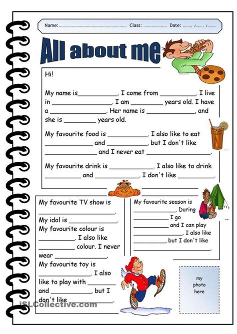 All About Me Exercise For Grade 2 How To Introduce Yourself All