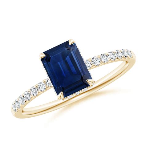 Emerald Cut Sapphire Engagement Ring With Diamonds Angara