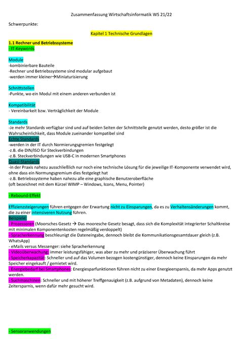 Zusammenfassung Wirtschaftsinformatik Ws Zusammenfassung