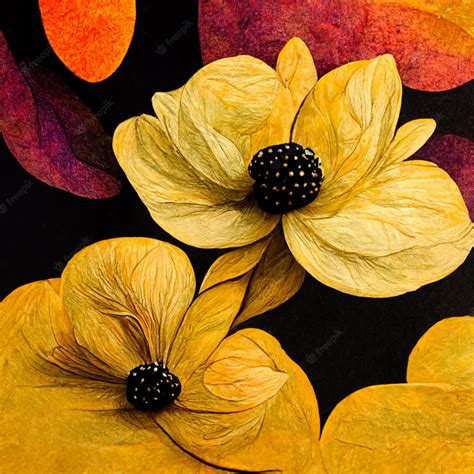 Premium Photo Yellow And Black Abstract Flower Illustration