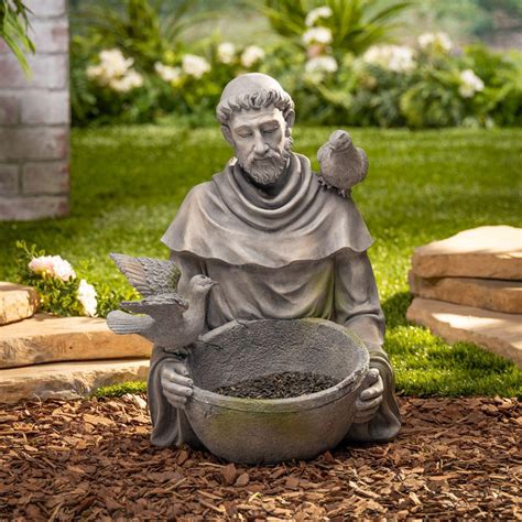 St Francis Garden Statue Bird Feeder Fasci Garden