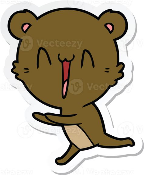 Sticker Of A Running Bear Cartoon 40357502 Png