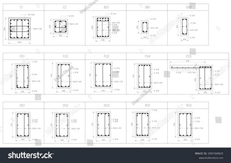 Detailed Model Reiforcement Rebar Concrete Beam Stock Illustration