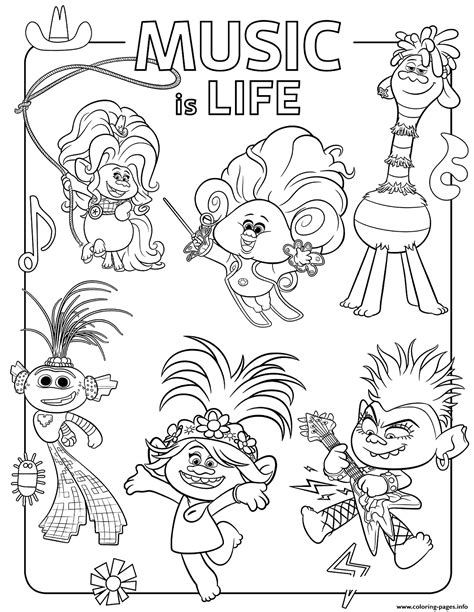 Kings And Queens From Trolls 2 World Tour Coloring Page Printable