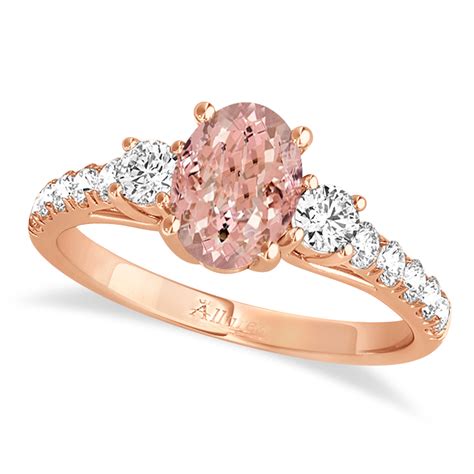 Oval Cut Morganite And Diamond Engagement Ring 18k Rose Gold 140ct