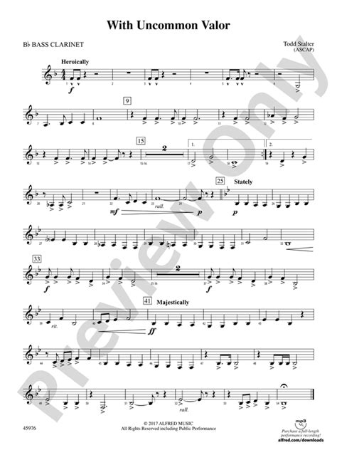 With Uncommon Valor B Flat Bass Clarinet B Flat Bass Clarinet Part Digital Sheet Music Download