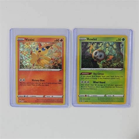 Toys Pokemon Card Mcdonalds 222 Promo Holo Rowlet 215 Victini 515