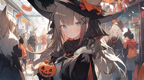 Halloween Anime Witch Background, Kawaii Halloween Picture Background ...