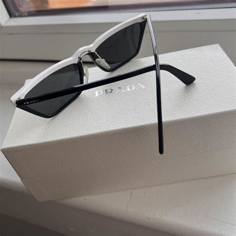 Prada Womens Black And White Sunglasses Depop