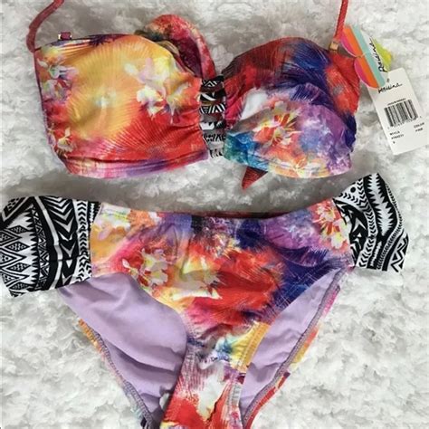 Raisins Swim Raisins Multi Floral Color Anya Bandeau Bikini Set