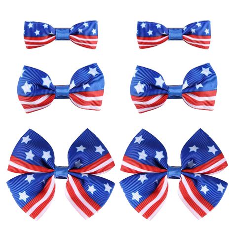 Amazon 6pcs July 4th Hair Bow Clips Patriotic Red White Blue