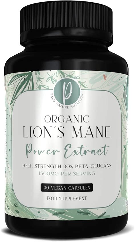 Organic Lions Mane Supplement With Black Pepper High Strength 10 1