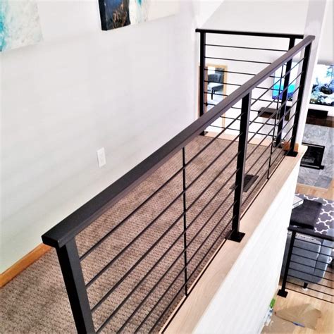 Matte Black Horizontal Rail For Interior Stairs Great Lakes Metal