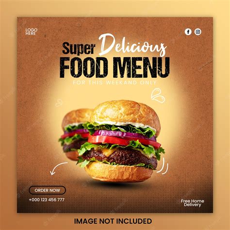 Premium Psd Delicious Burger Social Media Post Template