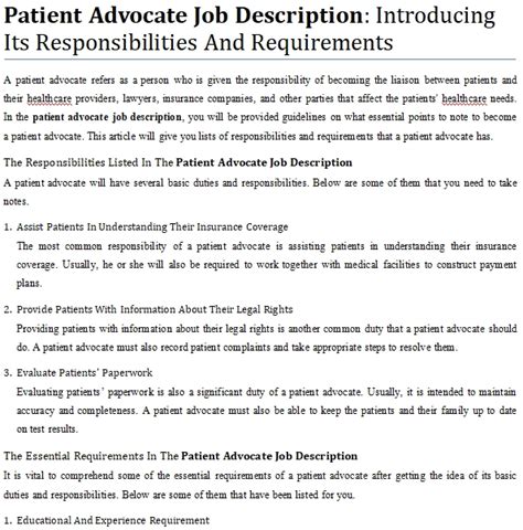 Patient Advocate Job Description: Introducing Its Responsibilities And Requirements | shop fresh