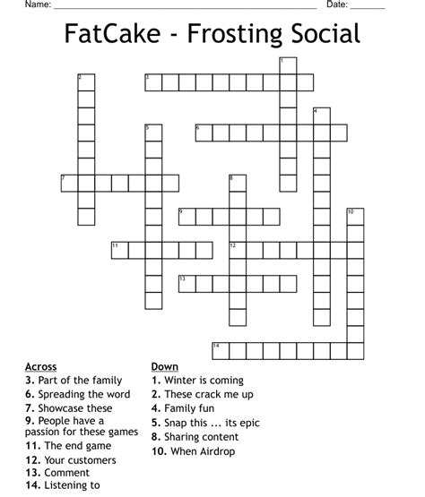 Fatcake Frosting Social Crossword Wordmint