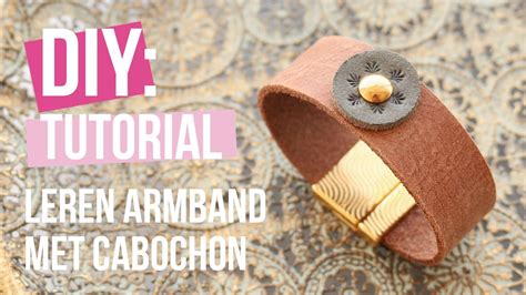 Sieraden Maken Dq Leren Armband Met Leer Cabochon Diy Youtube