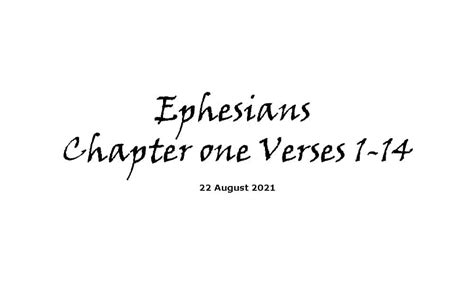 Ephesians Chapter One Verses 1 14 Ridgeway Community Church