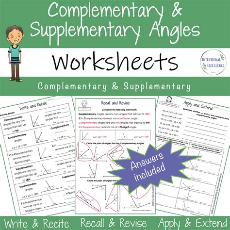 Finding Complementary and Supplementary Angles Worksheet Download ...