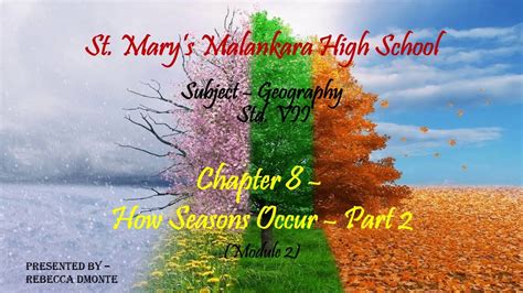 Standard Vii Subject Geography Topic How Seasons Occur Module