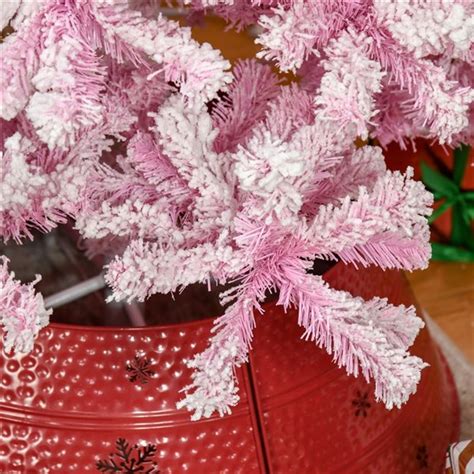 Homcom Ft Leg Base Flocked Pink Artificial Christmas Tree