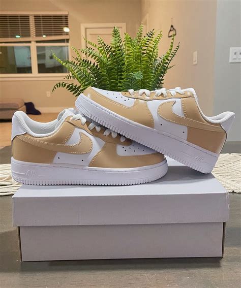 Tan Beige Multicolored Custom Nike Air Force 1 Beige Colorblock Custom