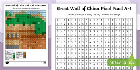 FREE! - Great Wall of China Pixel Art Template - Twinkl