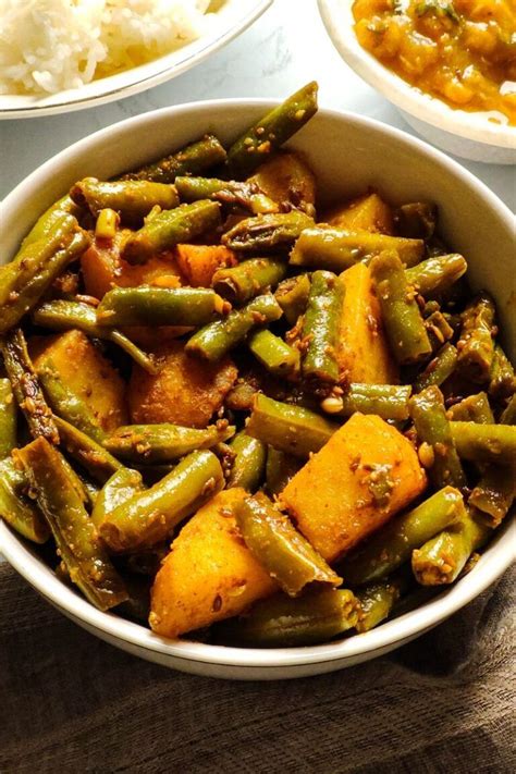 aloo beans indian style green beans  potatoes recipe sabzi