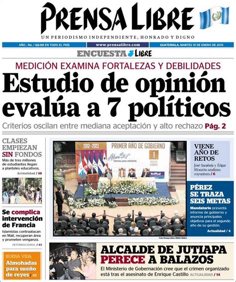 Periódico Prensa Libre Guatemala Periódicos De Guatemala Edición De