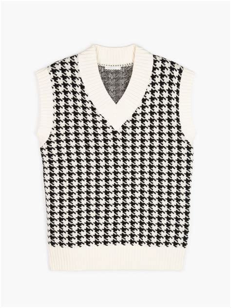 Houndstooth Knitted Vest Gate